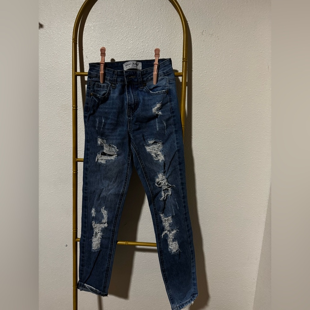 Distressed Blue Skinny Jeans